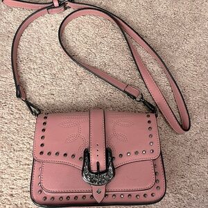 Pink leather western crossbody purse